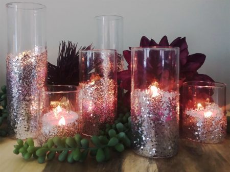 DIY Glittered Candle Holders Set