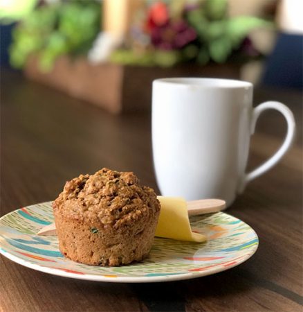 Plate with Good Morning Muffin and a mug