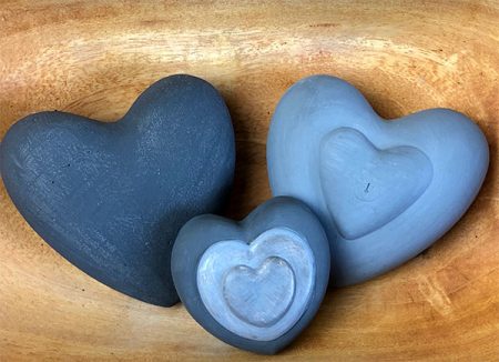 Faux stone concrete hearts