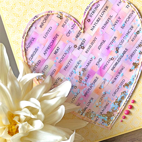 Heart card with glitter and embellishments