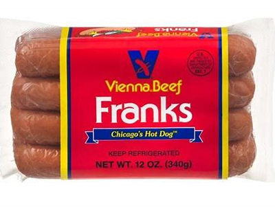 Image of Vienna Beef Franks Red Yellow and Blue Package