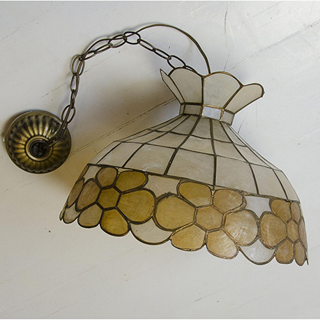 1970 capiz light fixture with ceiling rose and chain