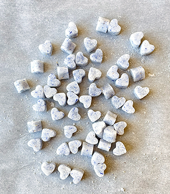 Parchment paper with homemade mini sugar cubes